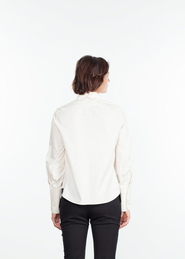 Trim Collar Poplin Blouse in Off White - mageplaza100.myshopify.com - Gianfranco Scotti - [variant_title]